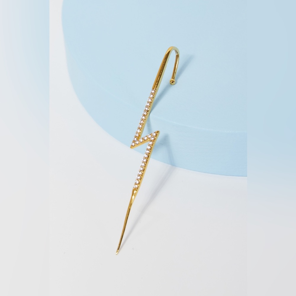 Rhinestone Lightning women Cuff Earring